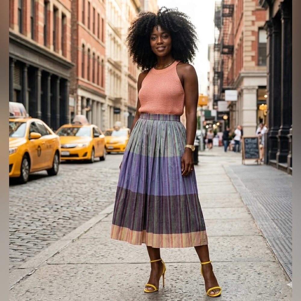 Vintage Multicolor A-Line Skirt
